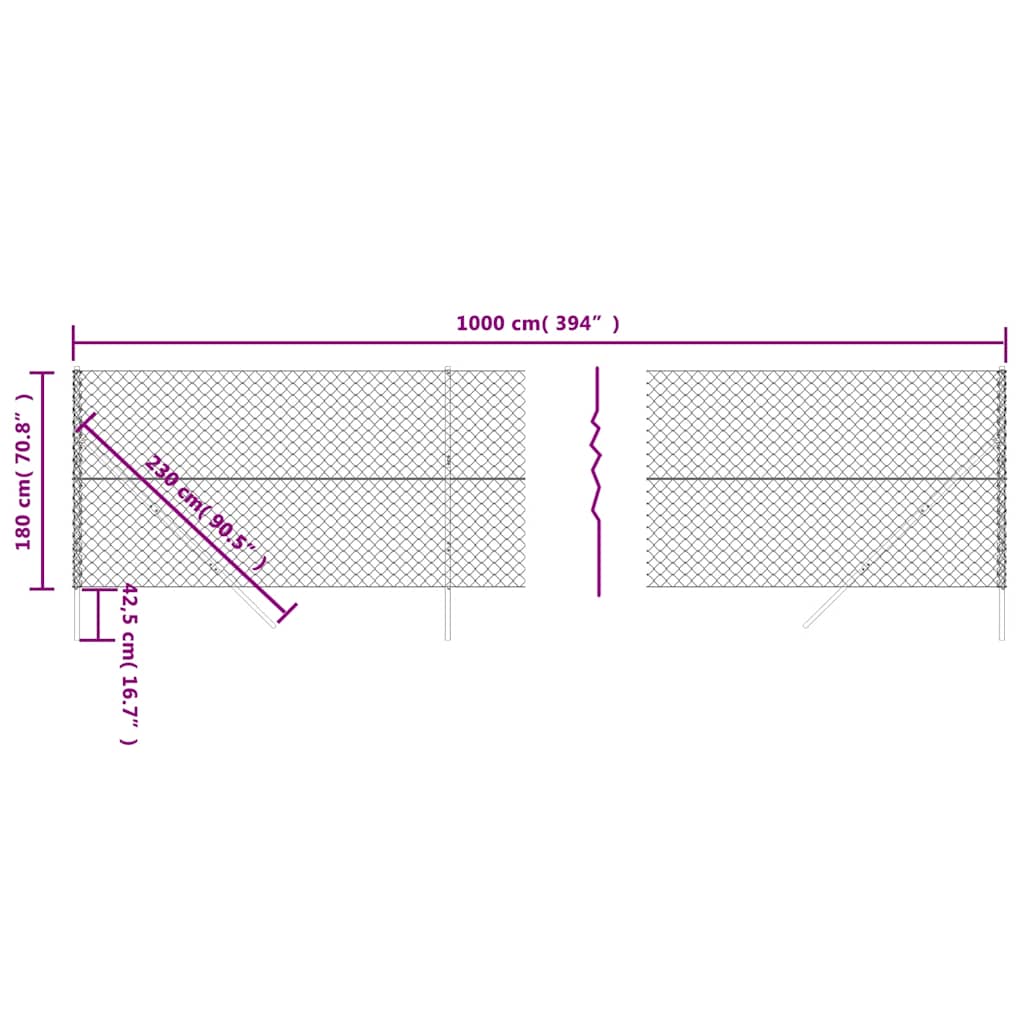 vidaXL Grillage Vert 1,8x10 m
