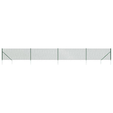 vidaXL Clôture grillagée avec manchons de terre vert 0,8x10 m