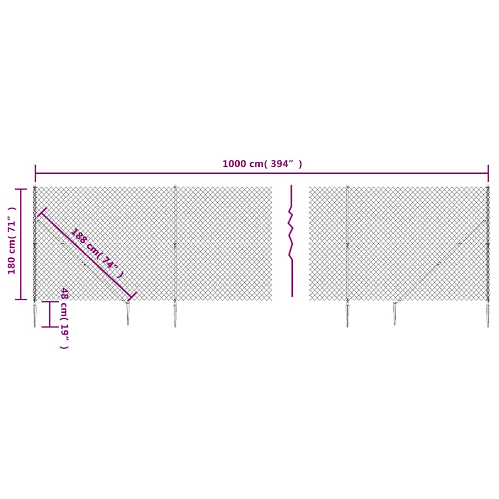 vidaXL Clôture grillagée avec manchons de sol vert 1,8x10 m