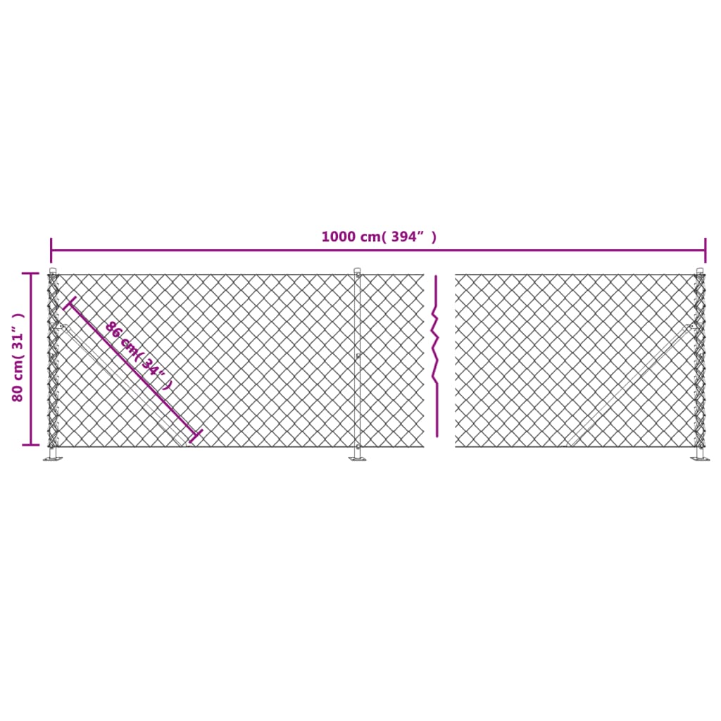 vidaXL Clôture grillagée avec bride de plancher vert 0,8x10 m