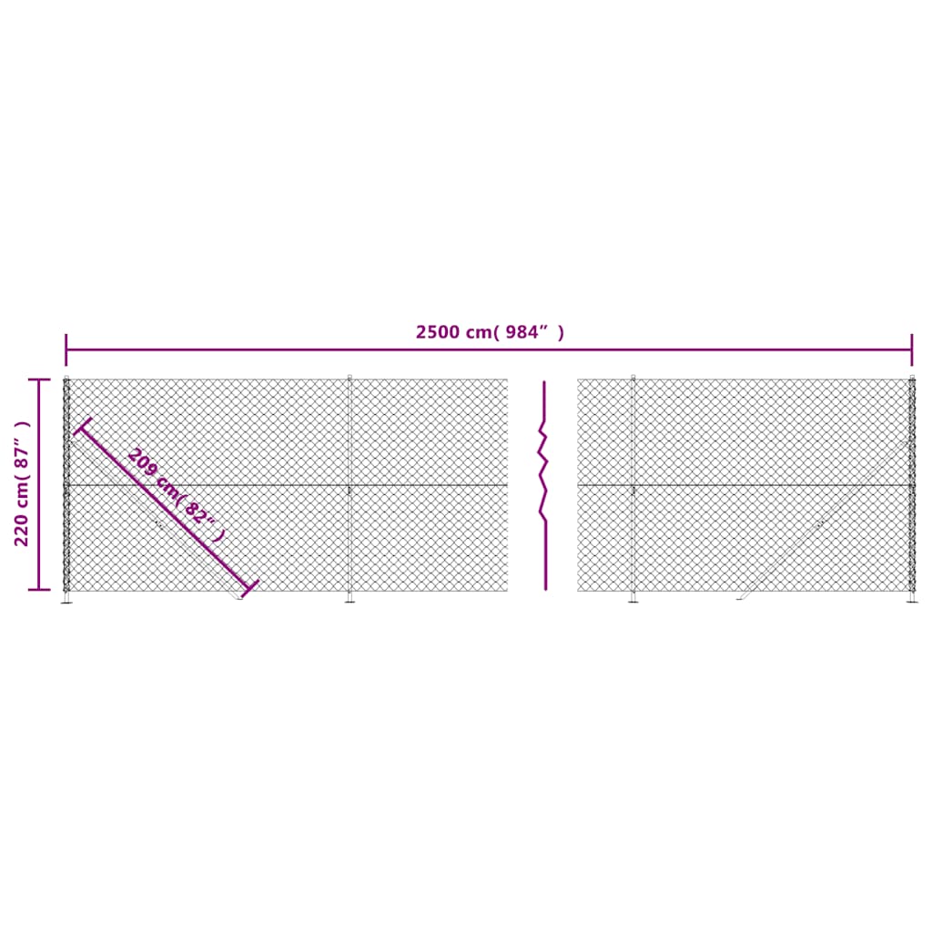 vidaXL Grillage avec bride de sol Vert 2,2x25 m