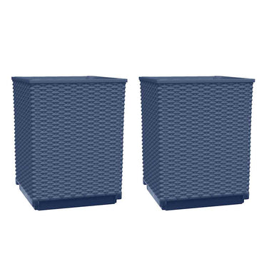 vidaXL Pflanzkübel 2 Stk. Blaugrau 30x30x37 cm Polypropylen