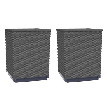 vidaXL Pflanzkübel 2 Stk. Schwarz 30x30x37 cm Polypropylen