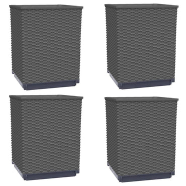 vidaXL Pflanzkübel 4 Stk. Schwarz 30x30x37 cm Polypropylen