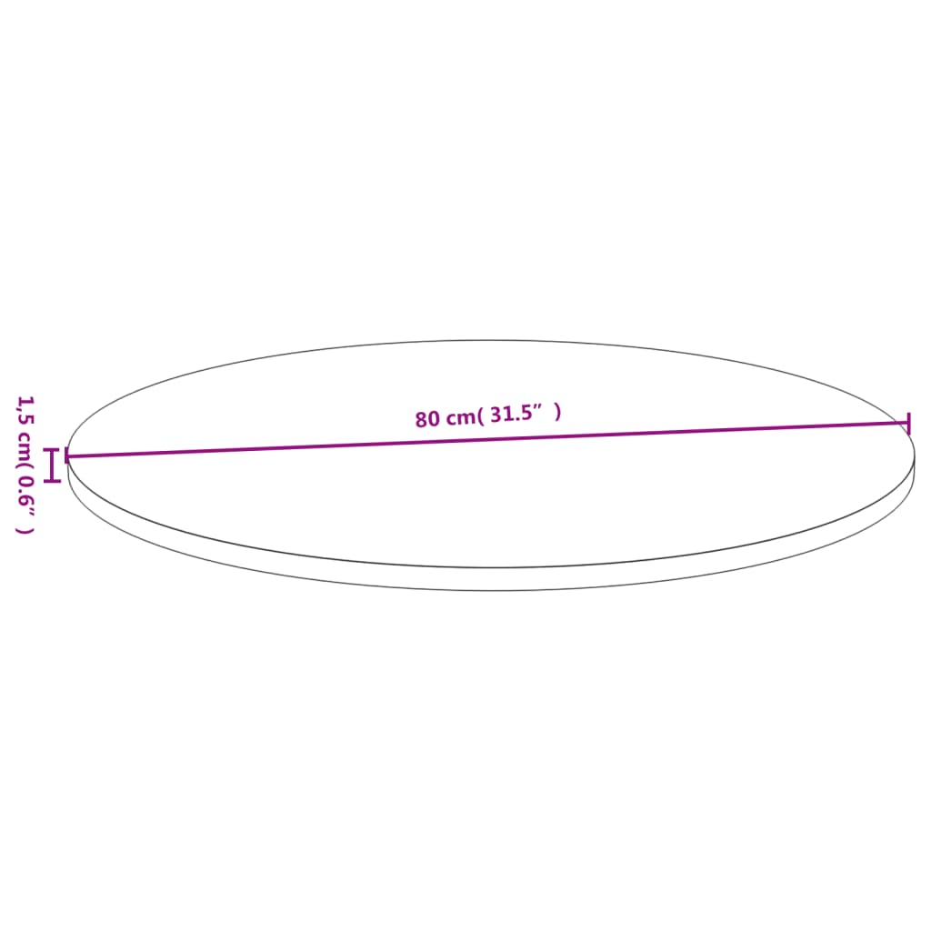 vidaXL Tischplatte Ø80x1,5 cm Bambus