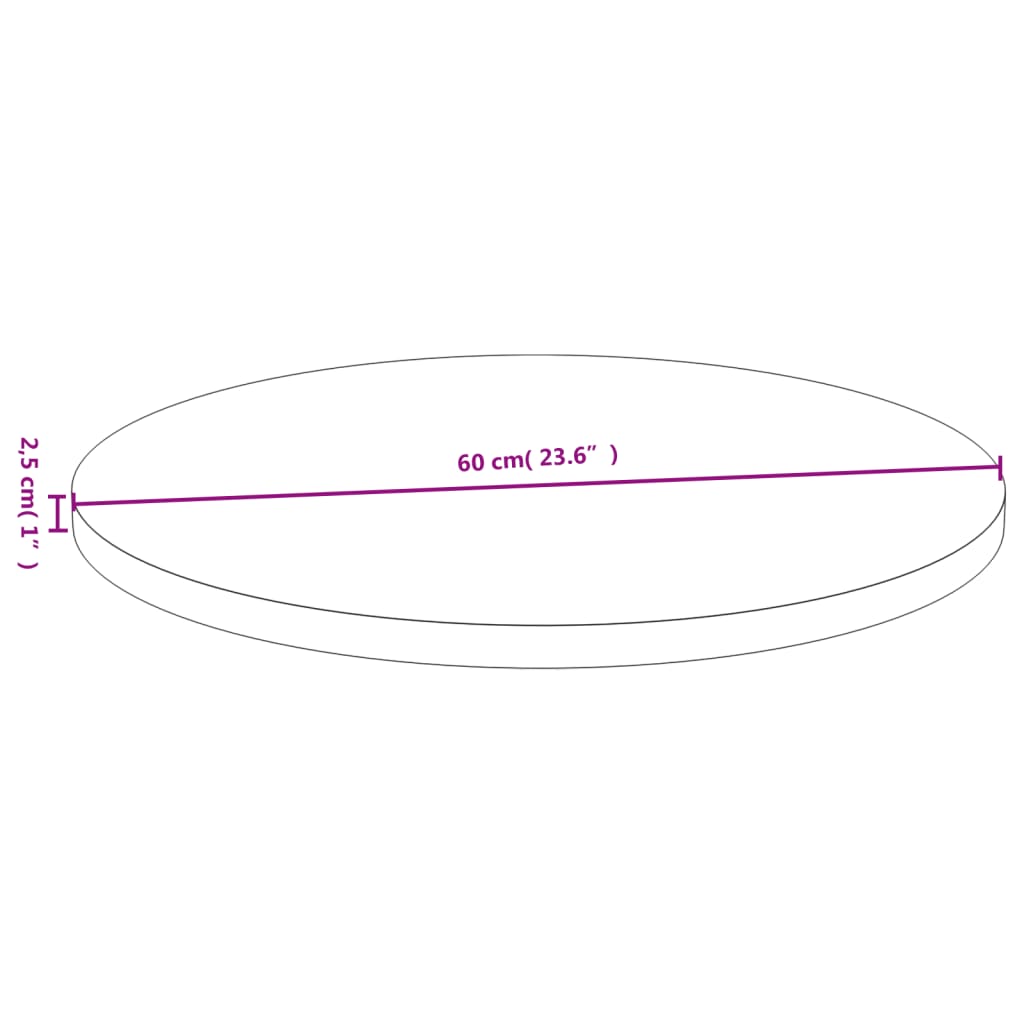 vidaXL Tischplatte Ø60x2,5 cm Bambus