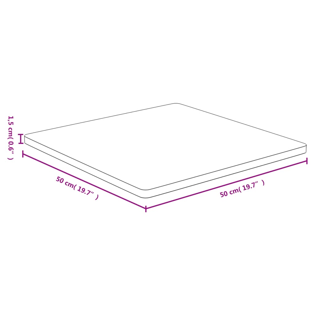 vidaXL Plateau de table 50x50x1,5 cm bambou