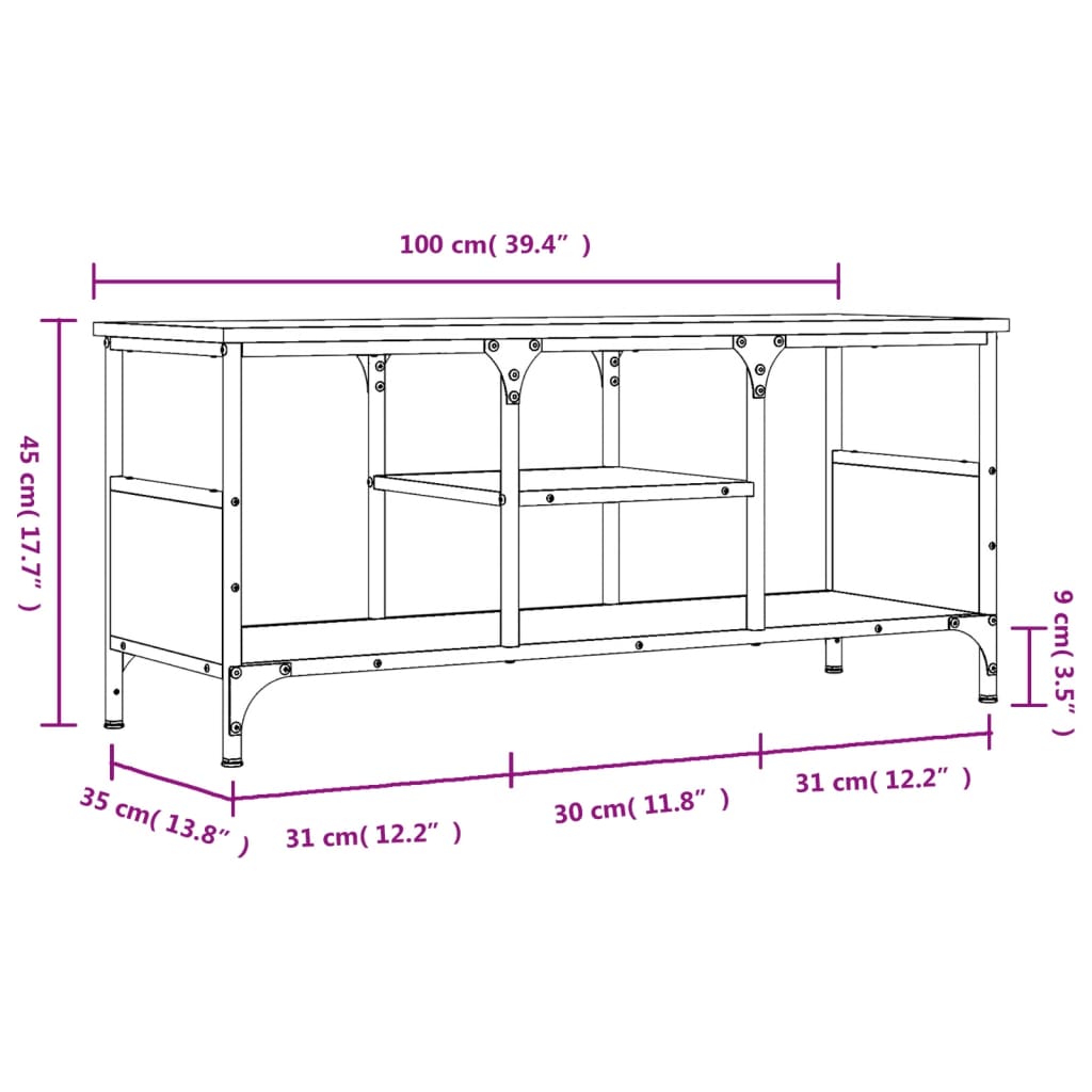 vidaXL TV-Schrank Räuchereiche 100x35x45 cm Holzwerkstoff & Eisen
