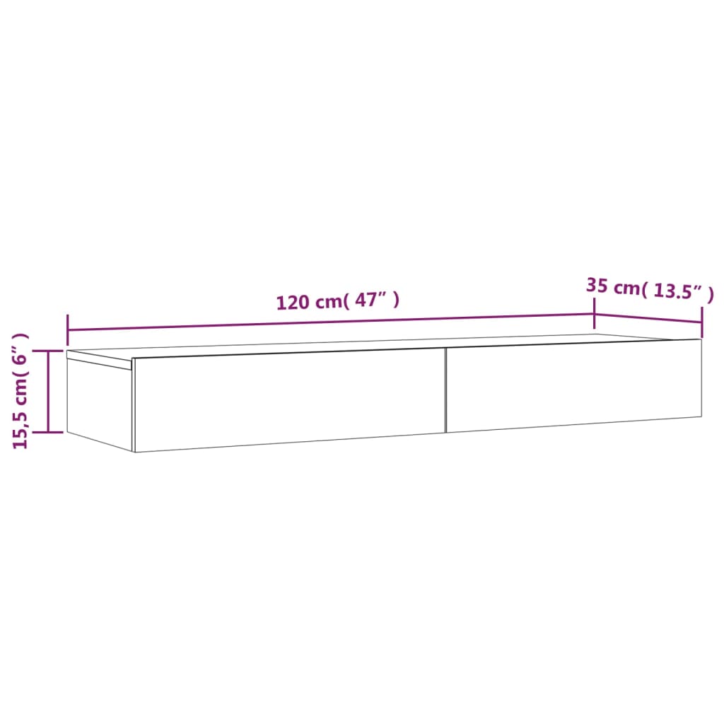 Meuble TV vidaXL avec lumières LED blanc 120x35x15,5 cm