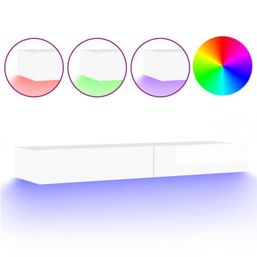 Meuble TV vidaXL avec lumières LED blanc brillant 120x35x15,5 cm