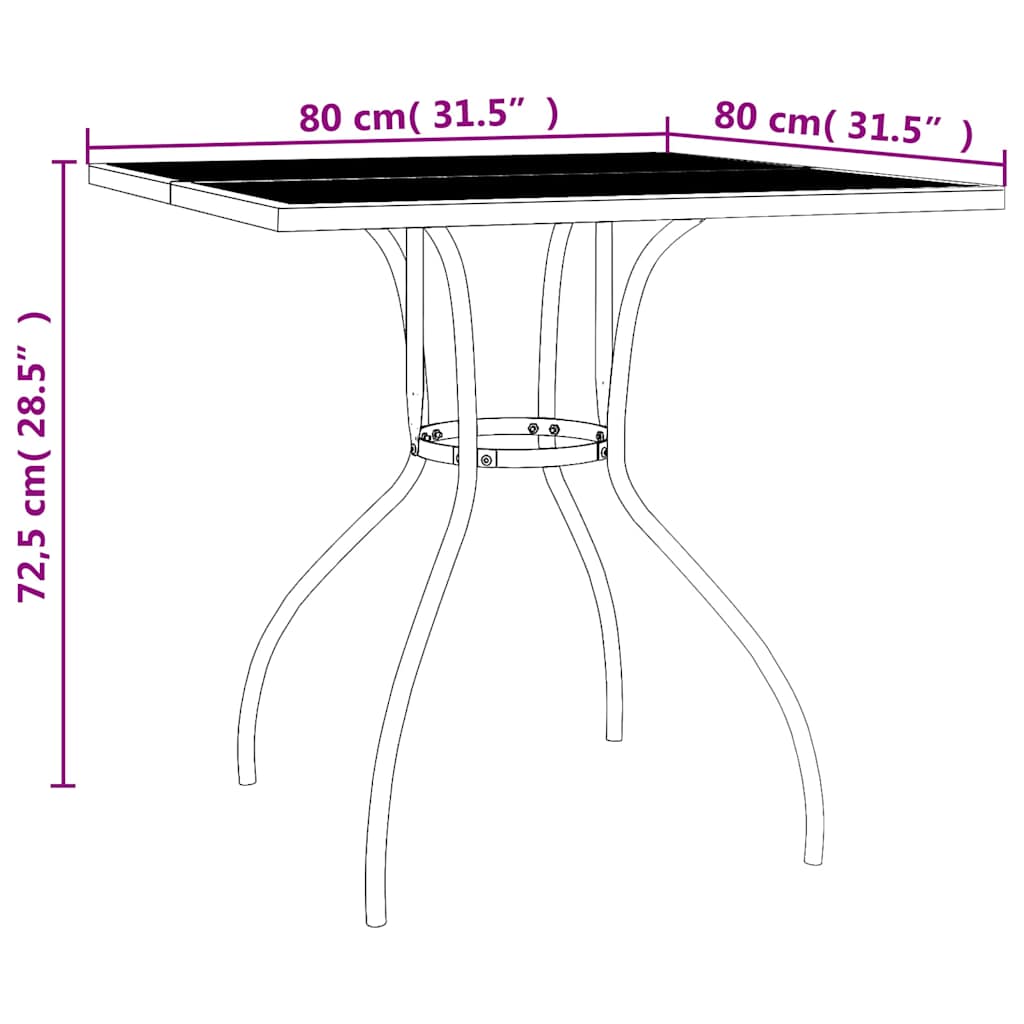 vidaXL Table de jardin anthracite 80x80x72,5 cm en treillis d'acier