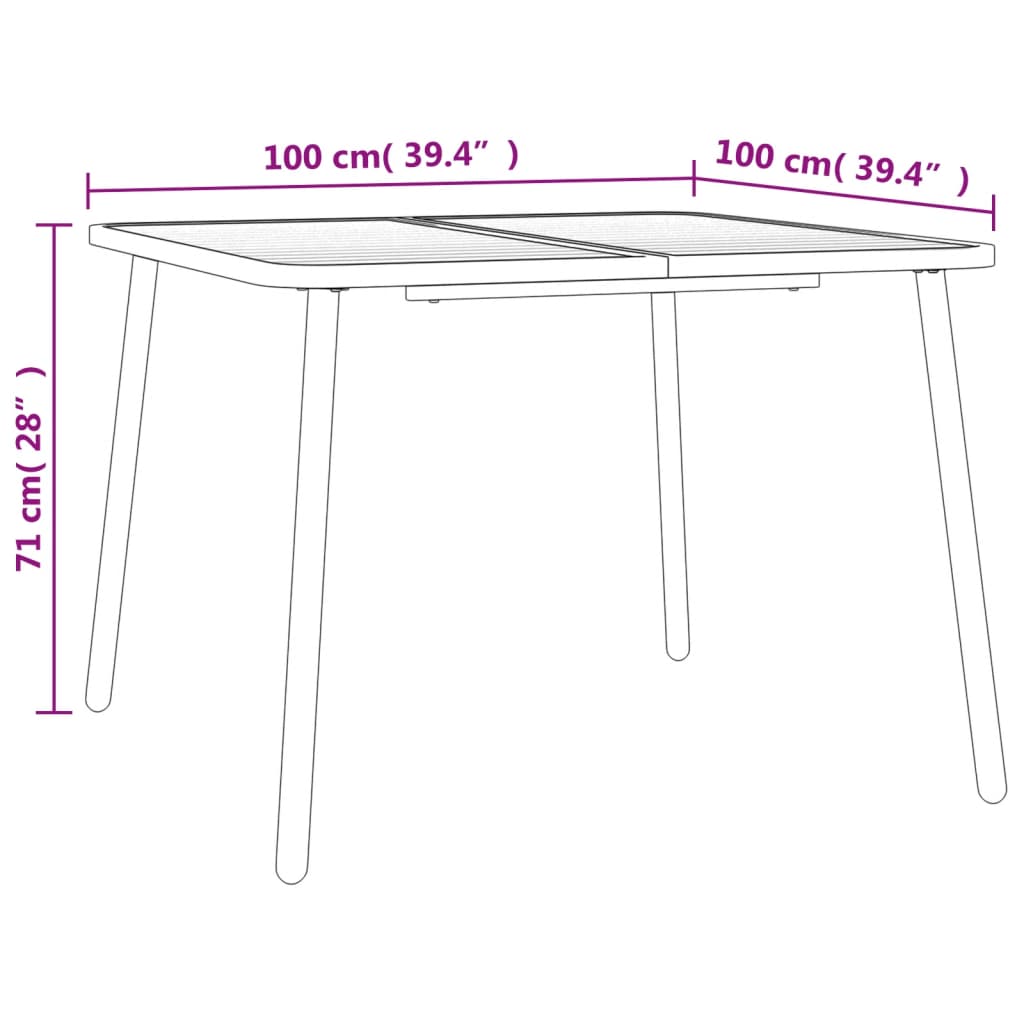 vidaXL Table de jardin anthracite 100x100x71 cm acier