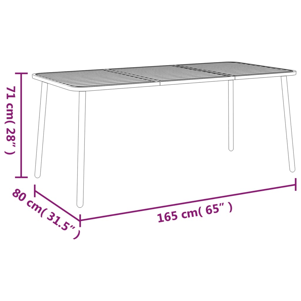 vidaXL Table de jardin anthracite 165x80x71 cm acier