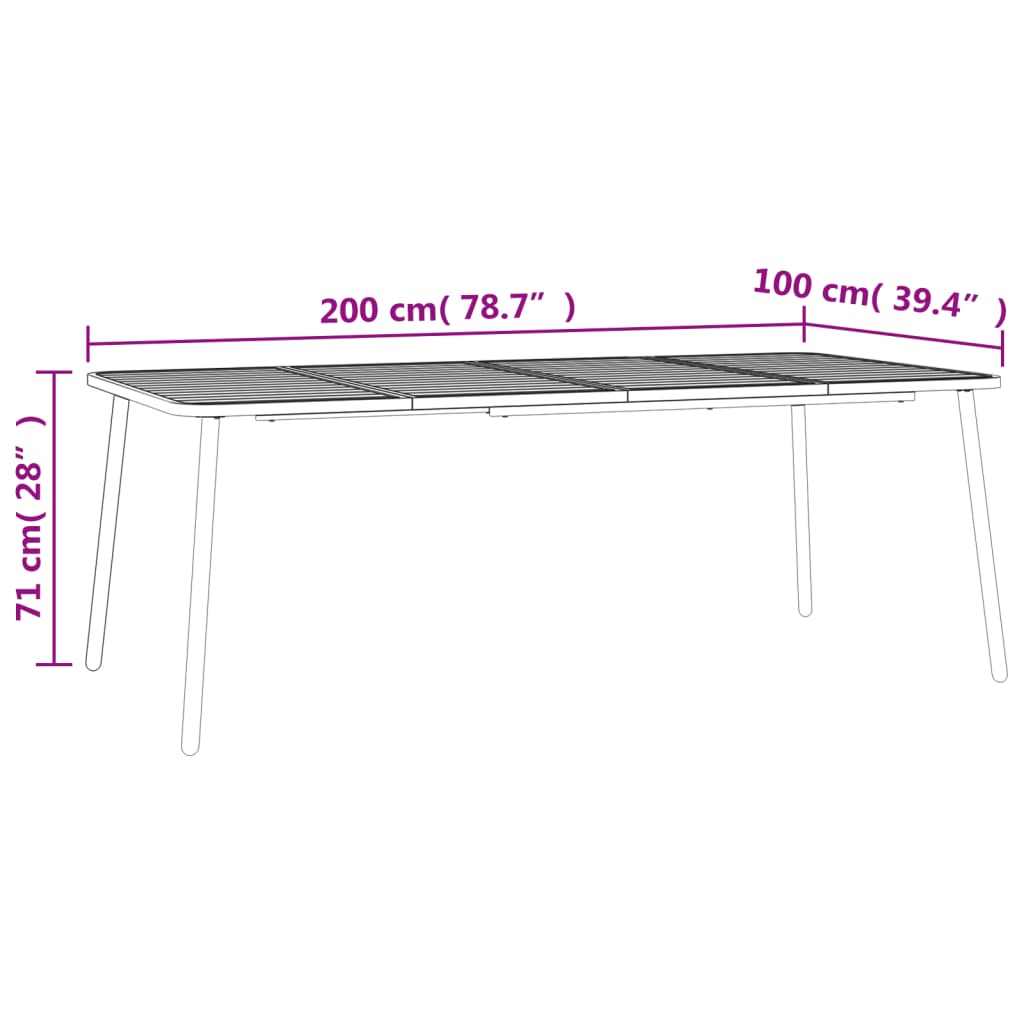vidaXL Gartentisch Anthrazit 200x100x71 cm Stahl