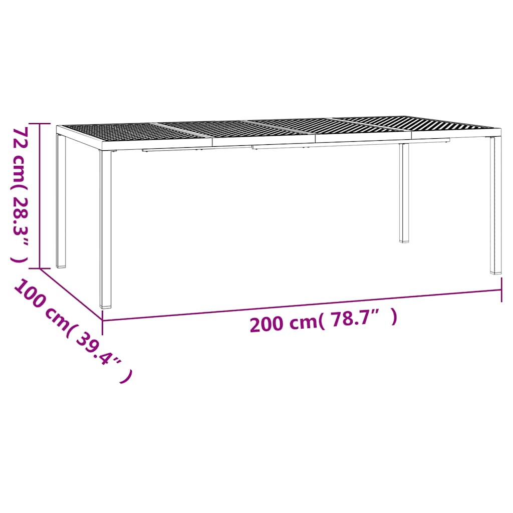vidaXL Gartentisch Anthrazit 200x100x72 cm Stahl