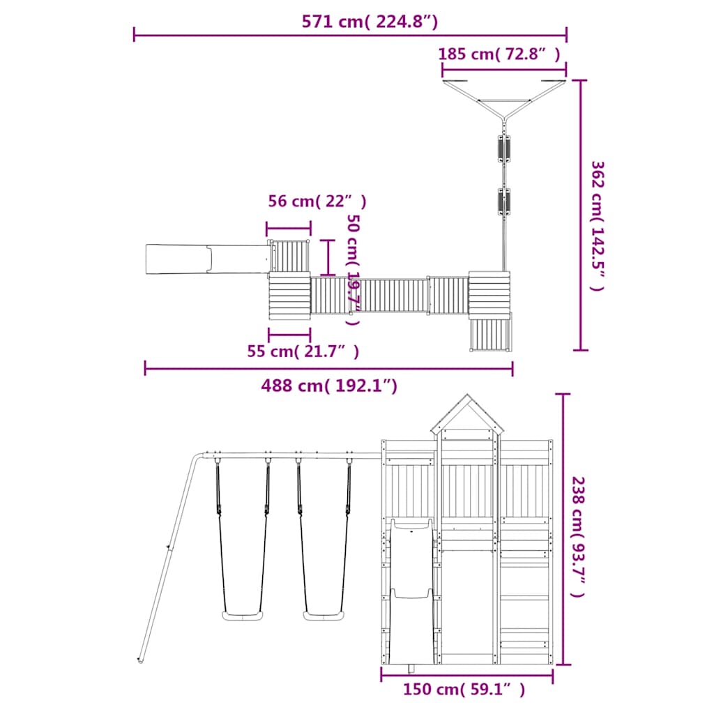 vidaXL Spielturm Imprägniertes Kiefernholz