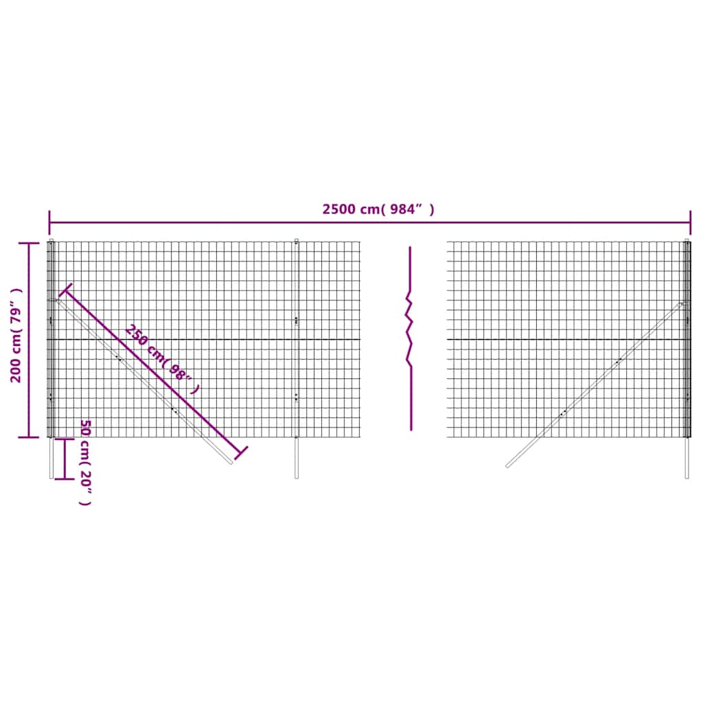 vidaXL Clôture à mailles soudées vert 2x25 m Acier galvanisé
