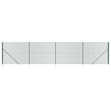 vidaXL Clôture grillagée avec manchons de terre Vert 1,4x10 m