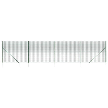 vidaXL Maschendrahtzaun mit Bodenhülsen Grün 1,4x10 m