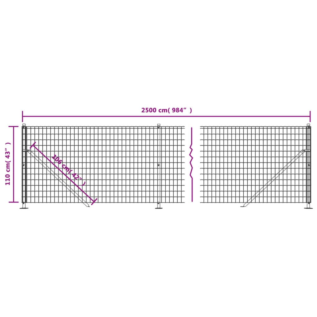 vidaXL Clôture grillagée avec bride de plancher Verte 1,1x25 m