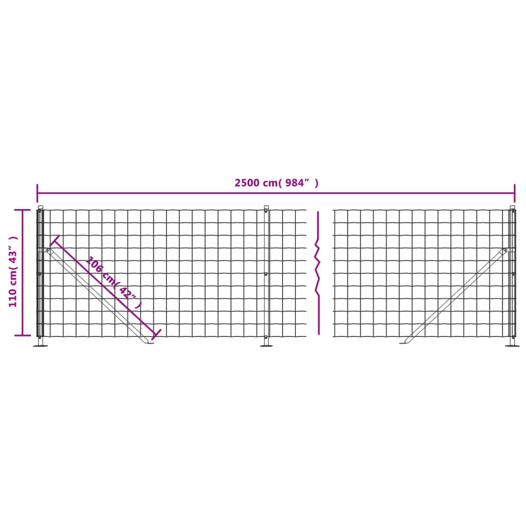 vidaXL Maschendrahtzaun mit Bodenflansch Grün 1,1x25 m