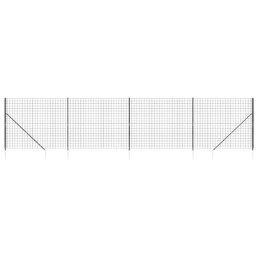 vidaXL Maschendrahtzaun mit Bodenhülsen Anthrazit 1,6x10 m