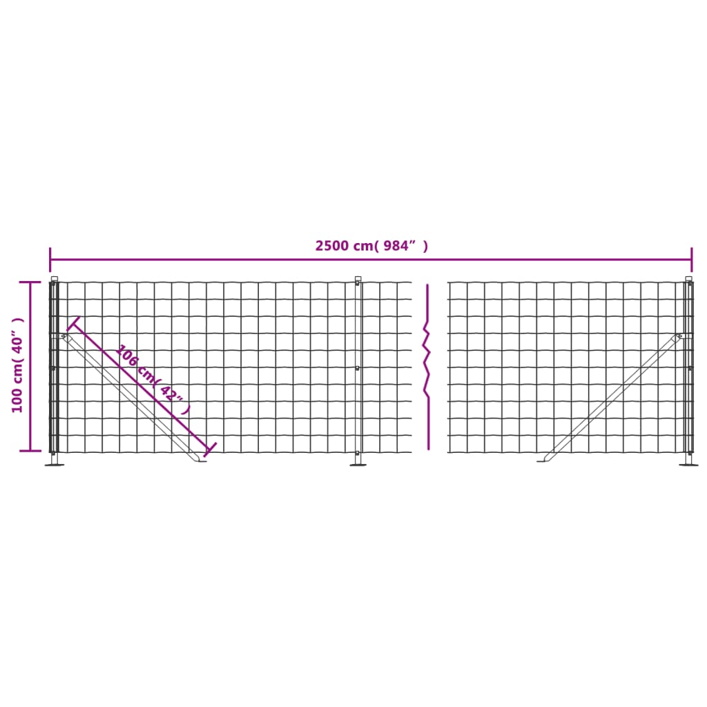 vidaXL Maschendrahtzaun mit Bodenflansch Anthrazit 1x25 m