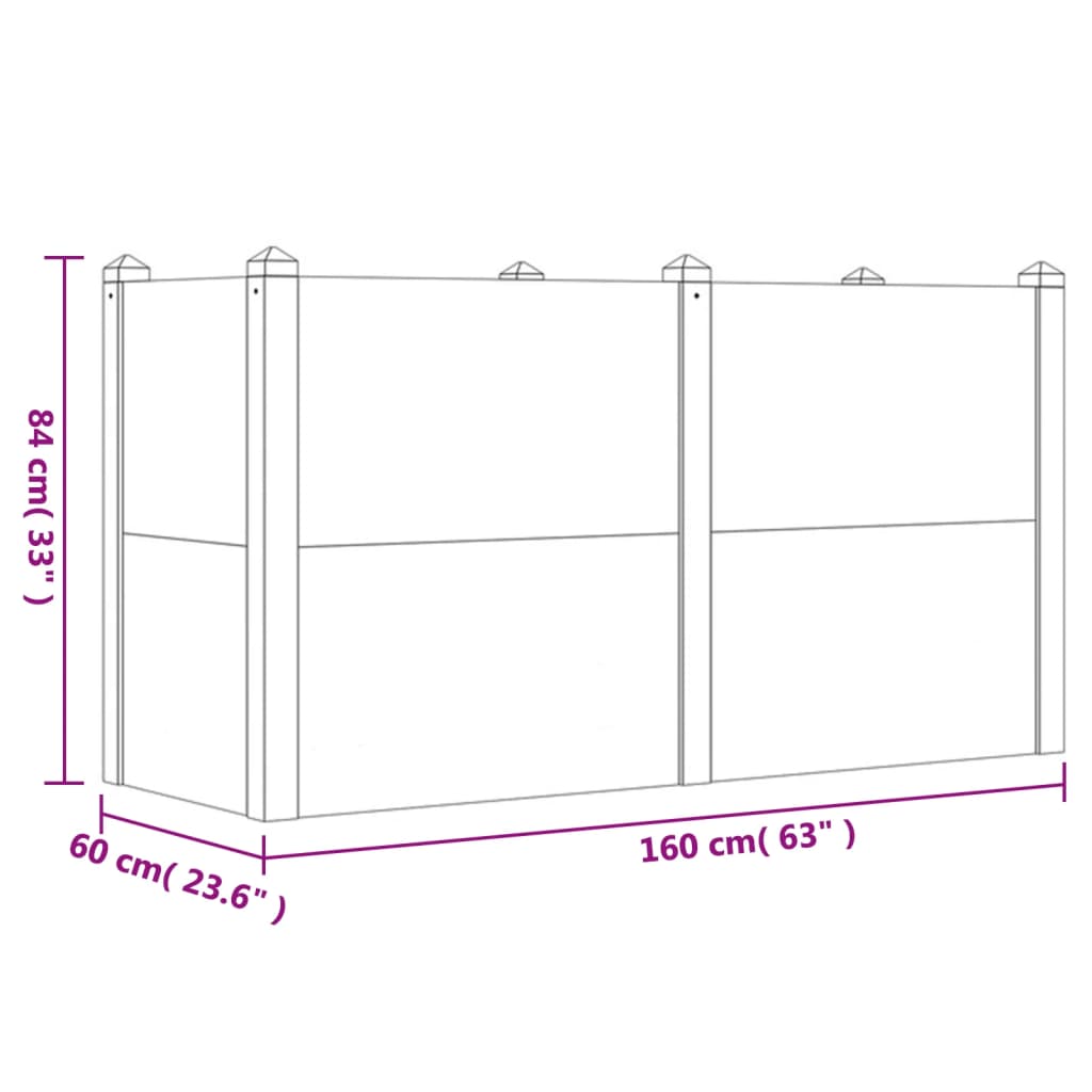 vidaXL Hochbeet 160x60x84 cm Massivholz Akazie