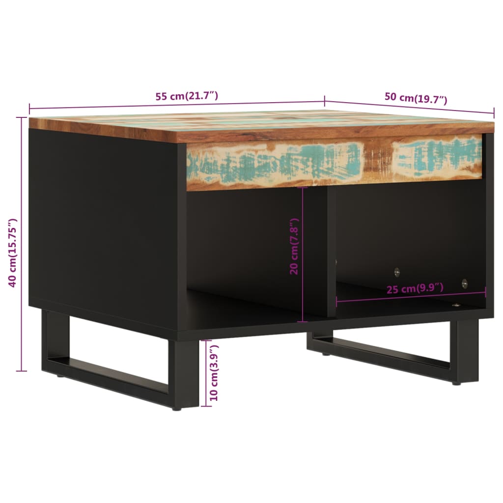 vidaXL Couchtisch 55x50x40 cm Altholz Massiv