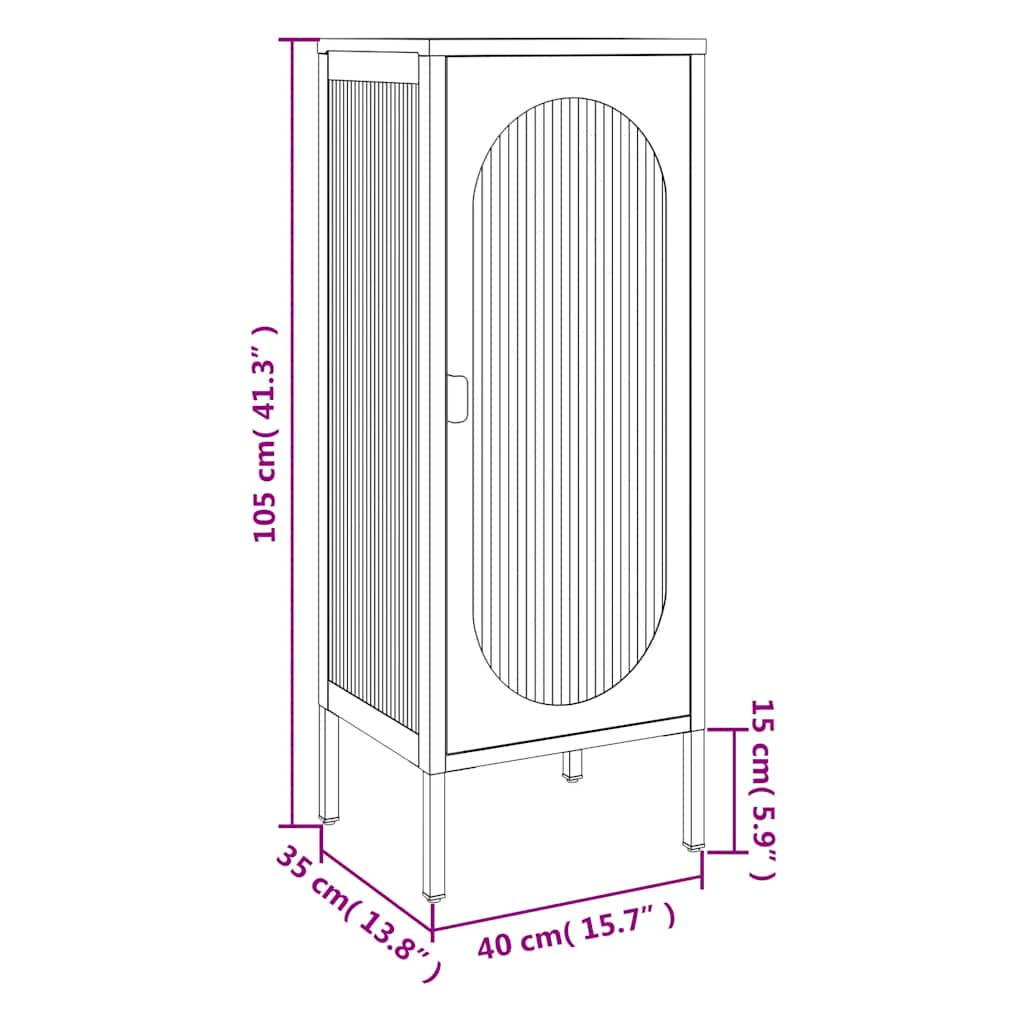 Sideboard Schwarz 40x35x105 cm Glas und Stahl