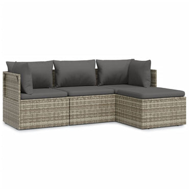 vidaXL Salon de jardin 4 pcs avec coussins Gris Résine tressée