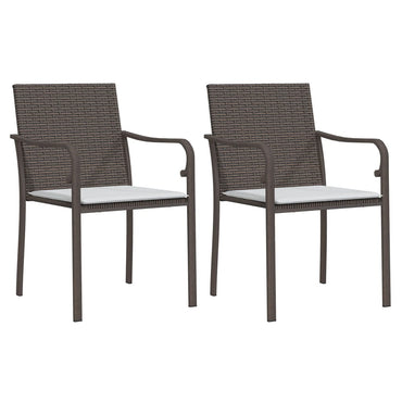 vidaXL Chaises de jardin avec coussins 2 pcs Marron 56x59x84 cm Résine tressée