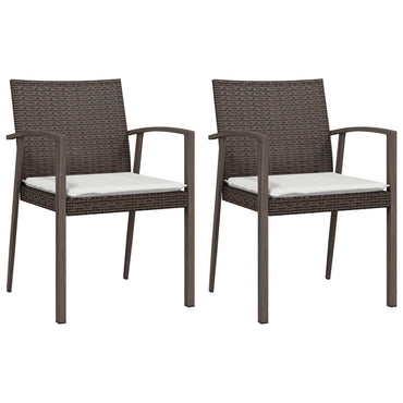 vidaXL Chaises de jardin avec coussins 2 pcs Marron 56,5x57x83 cm Résine tressée