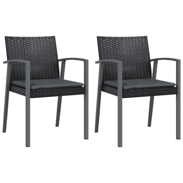 vidaXL Chaises de jardin avec coussins 2 pcs Noir 56,5x57x83cm Résine tressée
