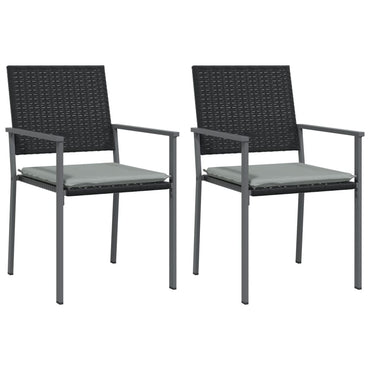 vidaXL Chaises de jardin avec coussins 2 pcs Noir 54x62,5x89cm Résine tressée