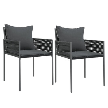 vidaXL Chaises de jardin avec coussins 2 pcs Noir 54x61x83 cm Résine tressée