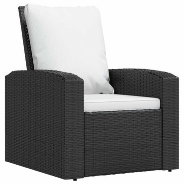 vidaXL Fauteuil de jardin réglable avec coussin noir résine tressée