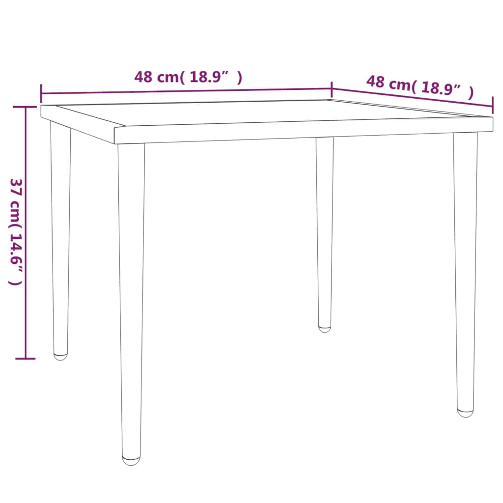 vidaXL Gartentisch Grau 48x48x37 cm Stahl