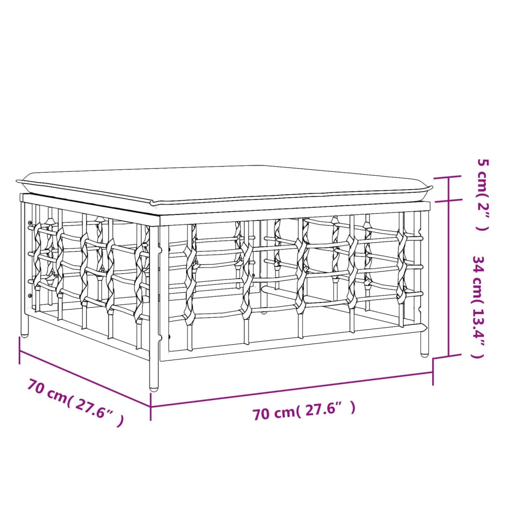 vidaXL Tabouret de jardin avec coussin beige en résine tressée