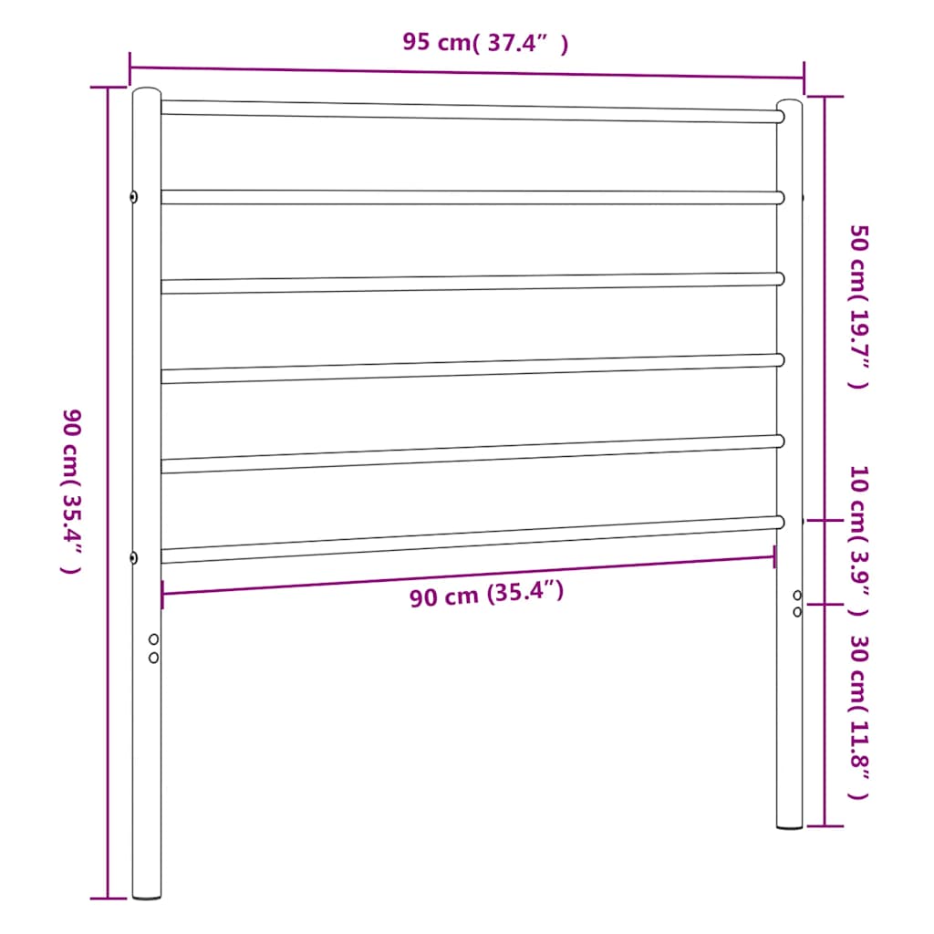 vidaXL Ersatz-Kopfteil Metall Schwarz 90 cm
