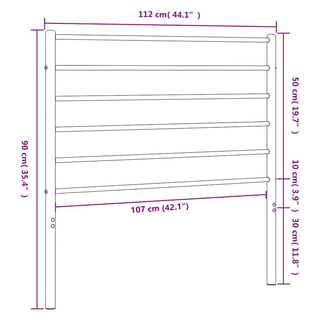 vidaXL Ersatz-Kopfteil Metall Schwarz 107 cm