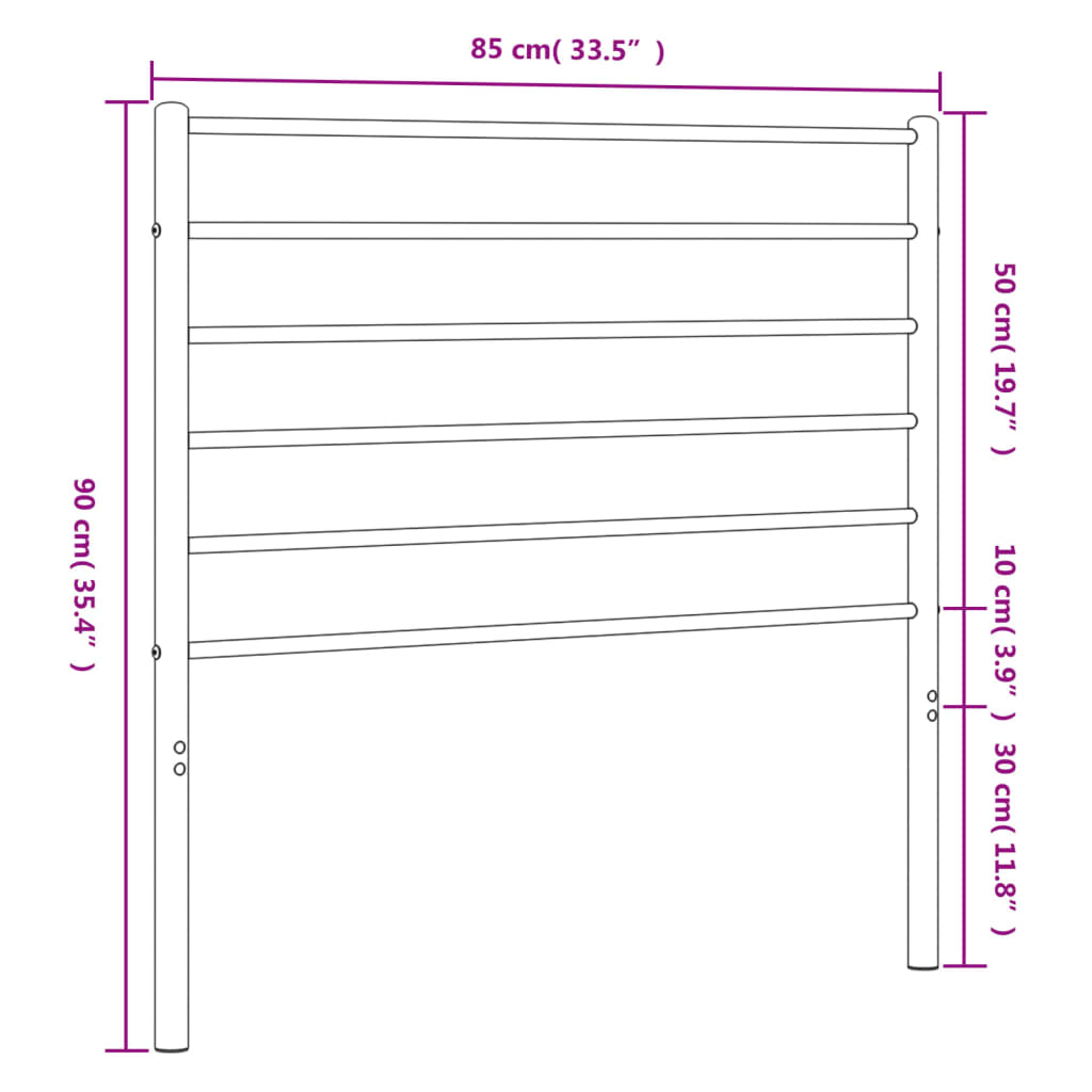 vidaXL Ersatz-Kopfteil Metall Weiß 80 cm