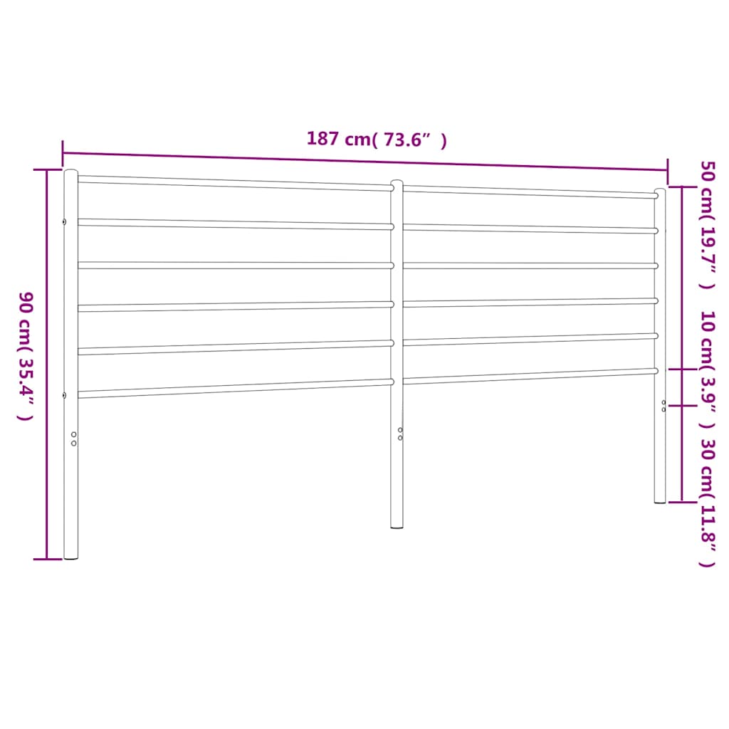 vidaXL Ersatz-Kopfteil Metall Weiß 180 cm