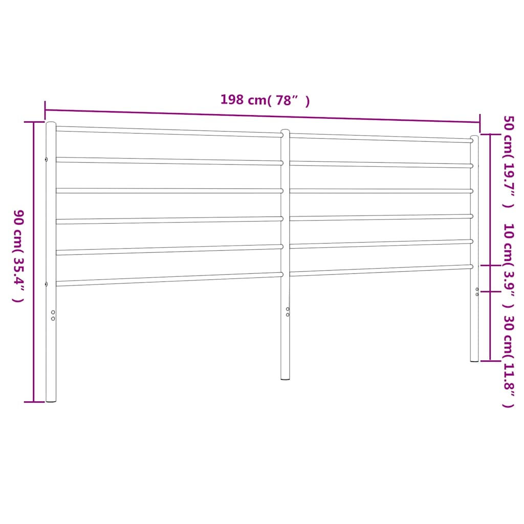 vidaXL Ersatz-Kopfteil Metall Weiß 193 cm
