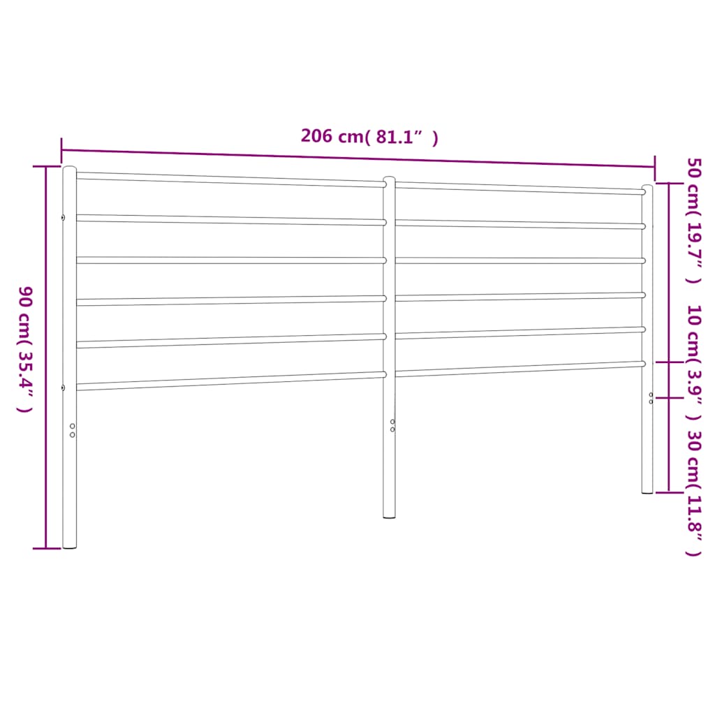 vidaXL Ersatz-Kopfteil Metall Weiß 200 cm