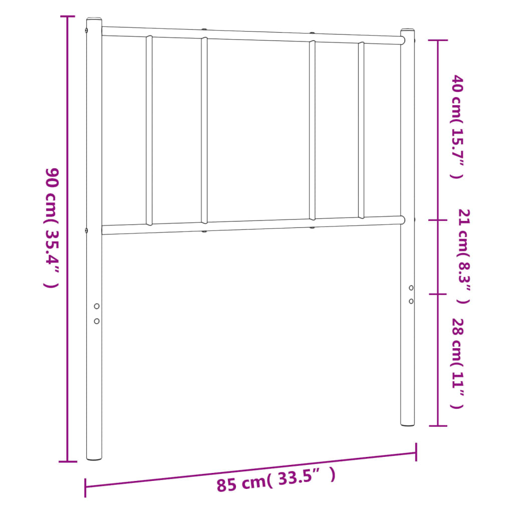 vidaXL Ersatz-Kopfteil Metall Schwarz 80 cm