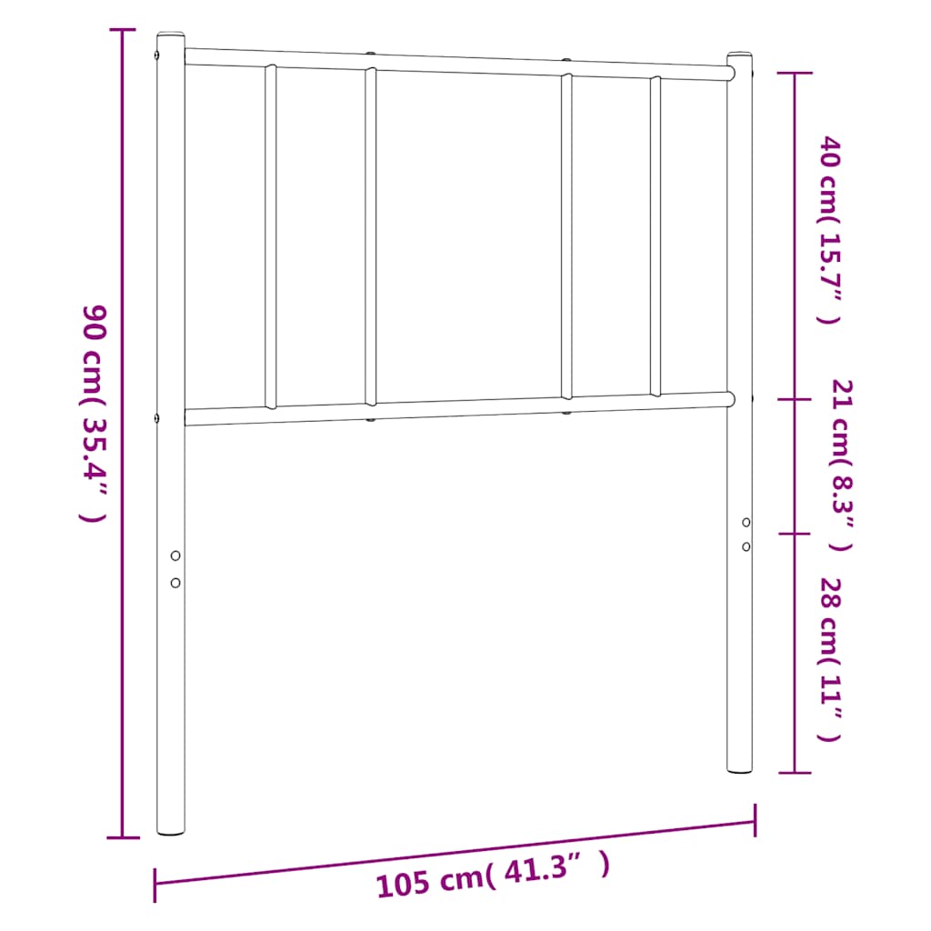 vidaXL Ersatz-Kopfteil Metall Schwarz 100 cm