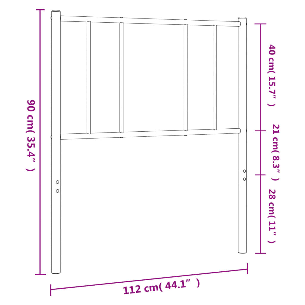 vidaXL Ersatz-Kopfteil Metall Schwarz 107 cm