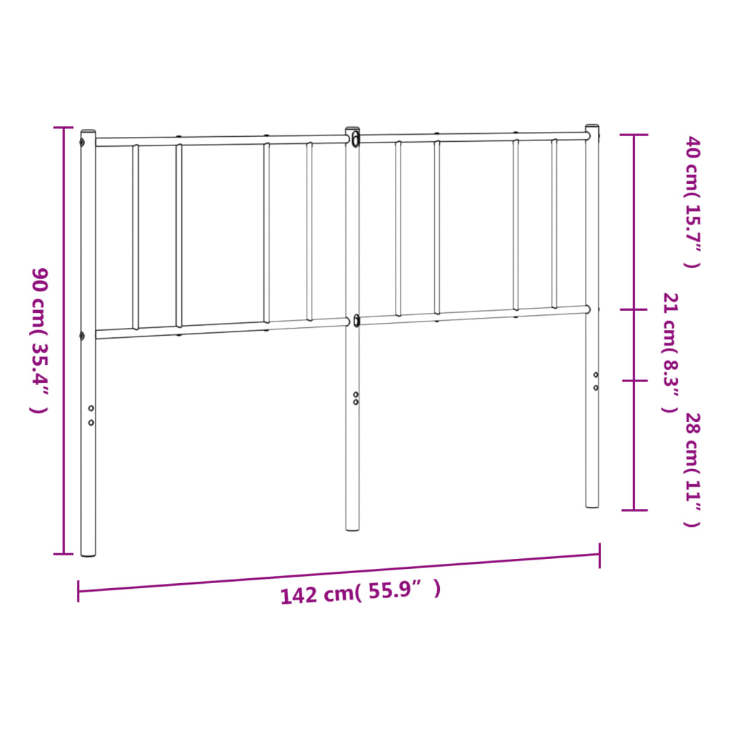 vidaXL Ersatz-Kopfteil Metall Schwarz 135 cm