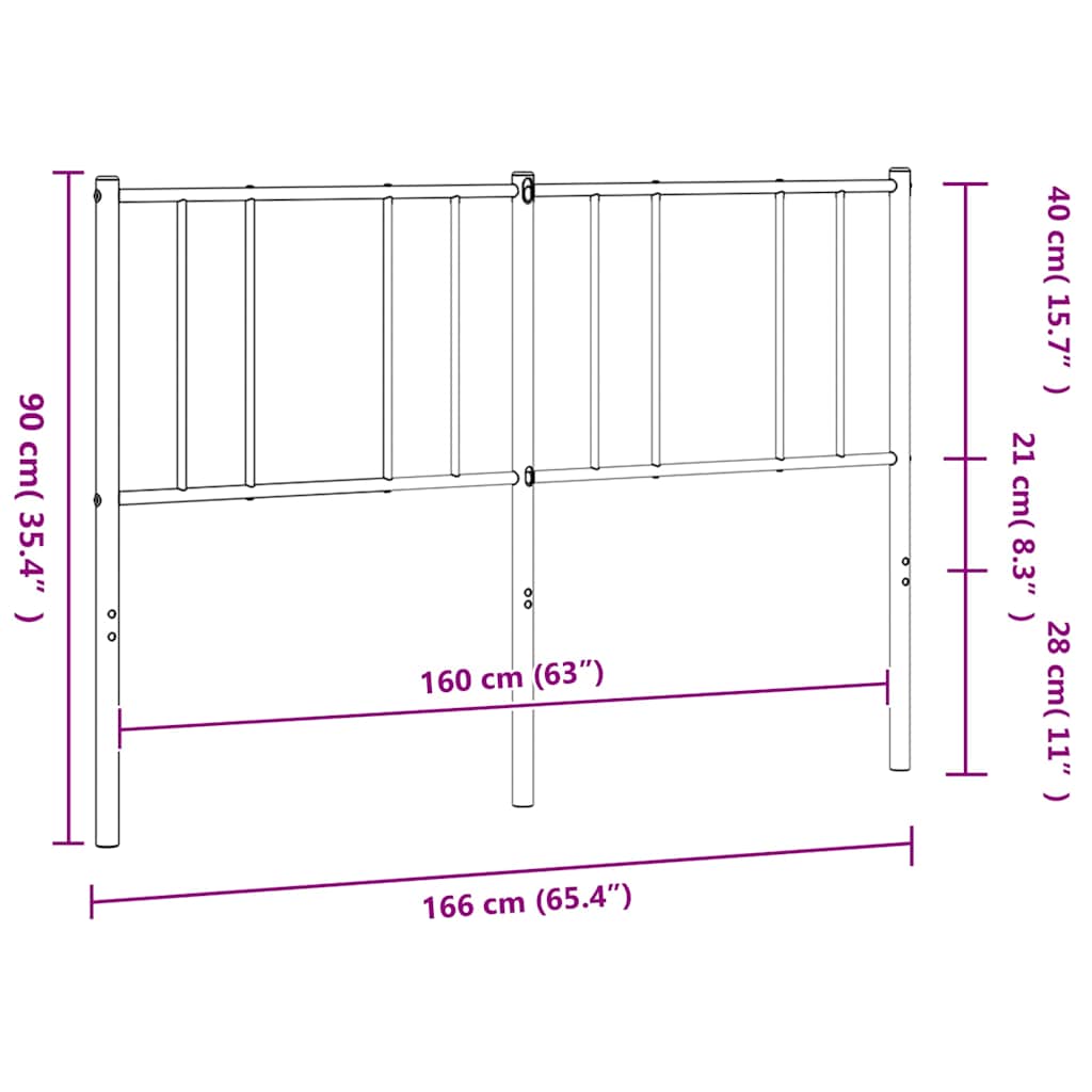 vidaXL Ersatz-Kopfteil Metall Schwarz 160 cm